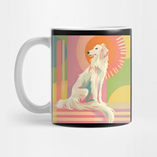 70s Borzoi Vibes: Pastel Pup Parade Mug